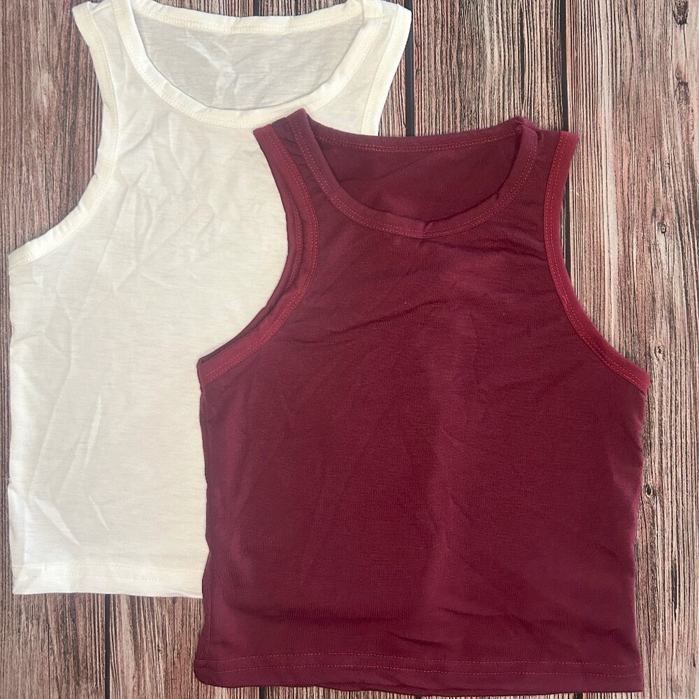 2Pcs Kids Round Neck Tank Tops